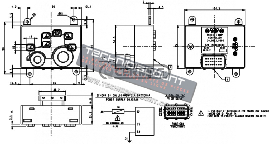 Unité de commande d'éclairage pour CNH  OEM 47571857 87331993
