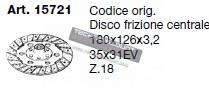 Disque embrayage central FERRARI TRATTORI 95 95RS - TRANSPORTER 933 GOLDONI IDEA / CERMAG 15721 (Ø180x126 18 cannelures Ø35xØ31) AEBI Teratrac TT40 OEM 06300087 VP114810