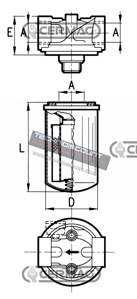 Filtre hydraulique SPIN ON  90 µm - CERMAG 80883 IKRON HHC1873 HHC01873 - HEK45-30.155-AS-MS090-B  / MP CS050M90A FBO CA160   SOFIMA CA301EMCV1