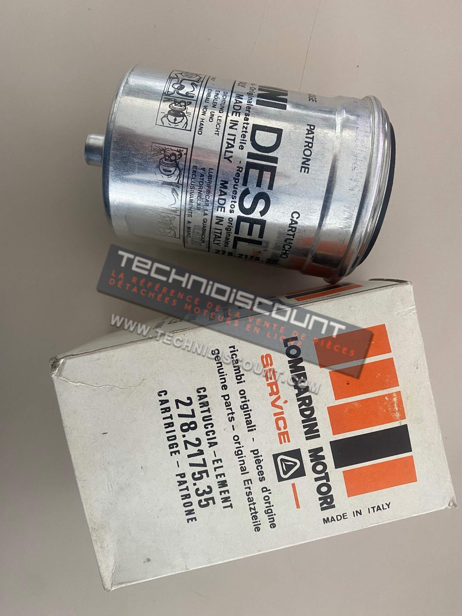 Cartouche Filtre  Carburant Gasoil LOMBARDINI DIESEL 278.2175.35 / 278.2175.35. Pièce d'origine LOMBARDINI MOTORI SEERVICE