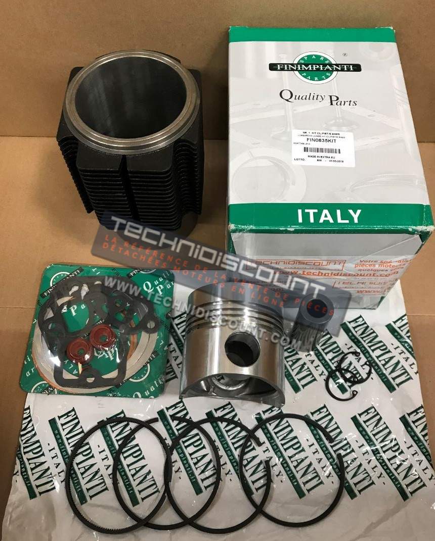 Kit cylindre + piston + pochette rodage FIN0835KIT LOMBARDINI 832 833 834 LDA832 LDA833 LDA834 5LD825 ancien modèle - Equiv. LOMBARDINI 4898008 ED0048980080-S