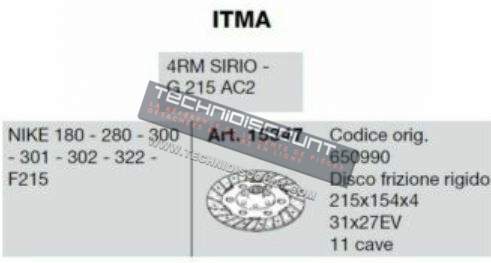 CERMAG 15347  / Disque embrayage ITMA NIKE 180 280 300 301 302 322 F215 - OEM 650990 (Ø215x154x4 11 cannelures Ø31x27)