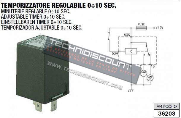 Relai Minuterie reglable  0÷10 SEC - CERMAG  36203 marque COBO