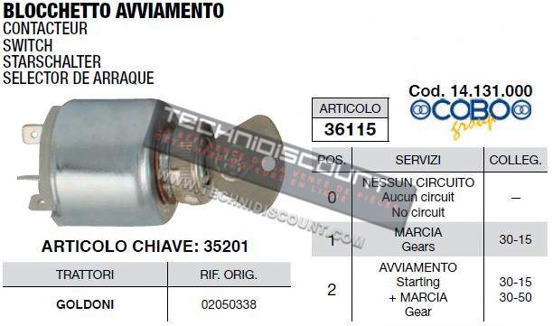 Contacteur clé COBO 14.131.000 GOLDONI 02050338