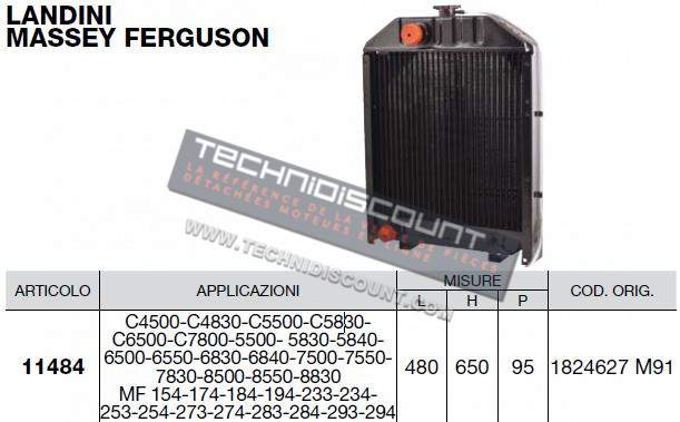 Radiateur adaptable LANDINI MASSEY FERGUSSON 1824627 M91 - C4500-C4830-C5500-C5830- C6500-C7800-5500- 5830-5840 6500-6550-6830-6840-7500-7550 7830-8500-8550-8830 MF 154-174-184-194-233-234- 253-254-273-274-283-284-293-294