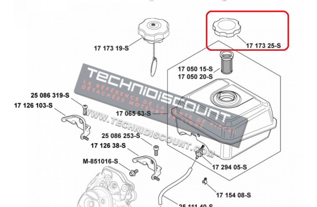 Bouchon réservoir essence KOHLER CH260 CH270 CH395 CH440 SH265 (KOHLER LOMBARDINI) 17173 46-S Ex. 17 173 25-S
