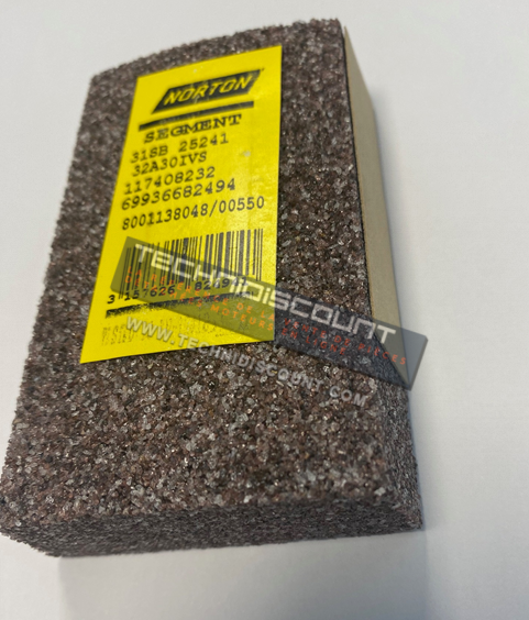 Segment / Pierre abrasive pour culasse alu avec prechambre en acier 100x65 - BERCO U820122001 - NORTON 31SB 25241 ; 32A30IVS ; 117408232 ; 69936682494 ; 8001138048 / 00550 ; 3 157626 824941