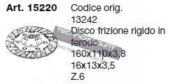 Disque embrayage PINZA GRILLO Motoculteur 131 / Ø160x110x3.8 - 6 cannelures (Ø16xØ13mm) CERMAG 15220 / PINZA GRILLO 13242