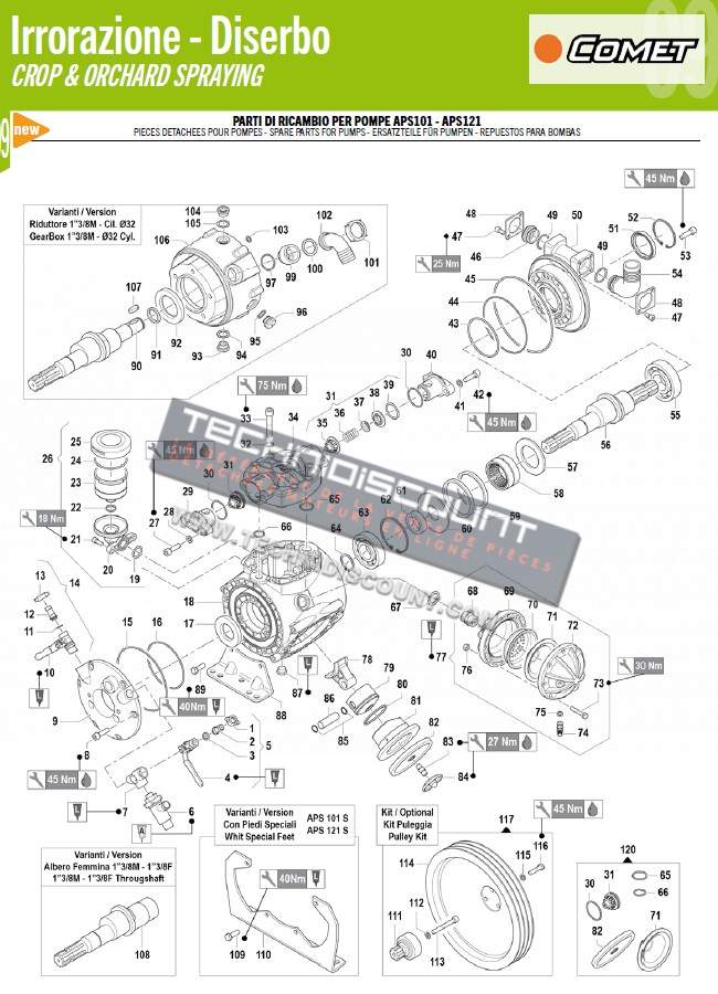 COMET 5026 0089 kit de maintenance, entretien pompe COMET APS 101 - Ref. COMET 50260089