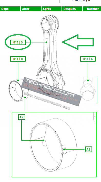 Bielle 1526302 LOMBARDINI 15LD400 15LD440 KD400 KD420 KD440 nouveau modèle (n° > 4513101462)