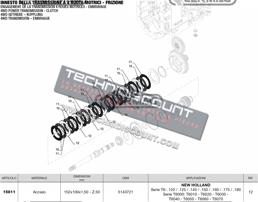 Anneau Embrayage NEW HOLLAND OEM 5143721 / 152x99x1,5 ; 50 dents