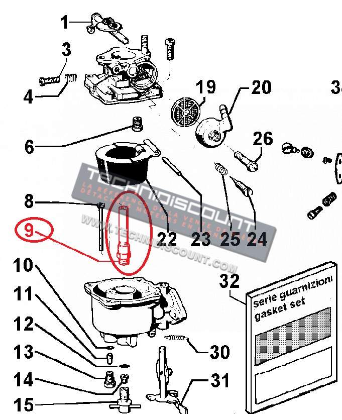 Siege tube emulsion LOMBARDINI IM250 IM300 IM350 IM352 LOMBARDINI 7996013 ED0079960130-S 7996.013 DELLORTO 10491_00 / Pour carburateur DELLORTO FVCA2217 FVCA2419