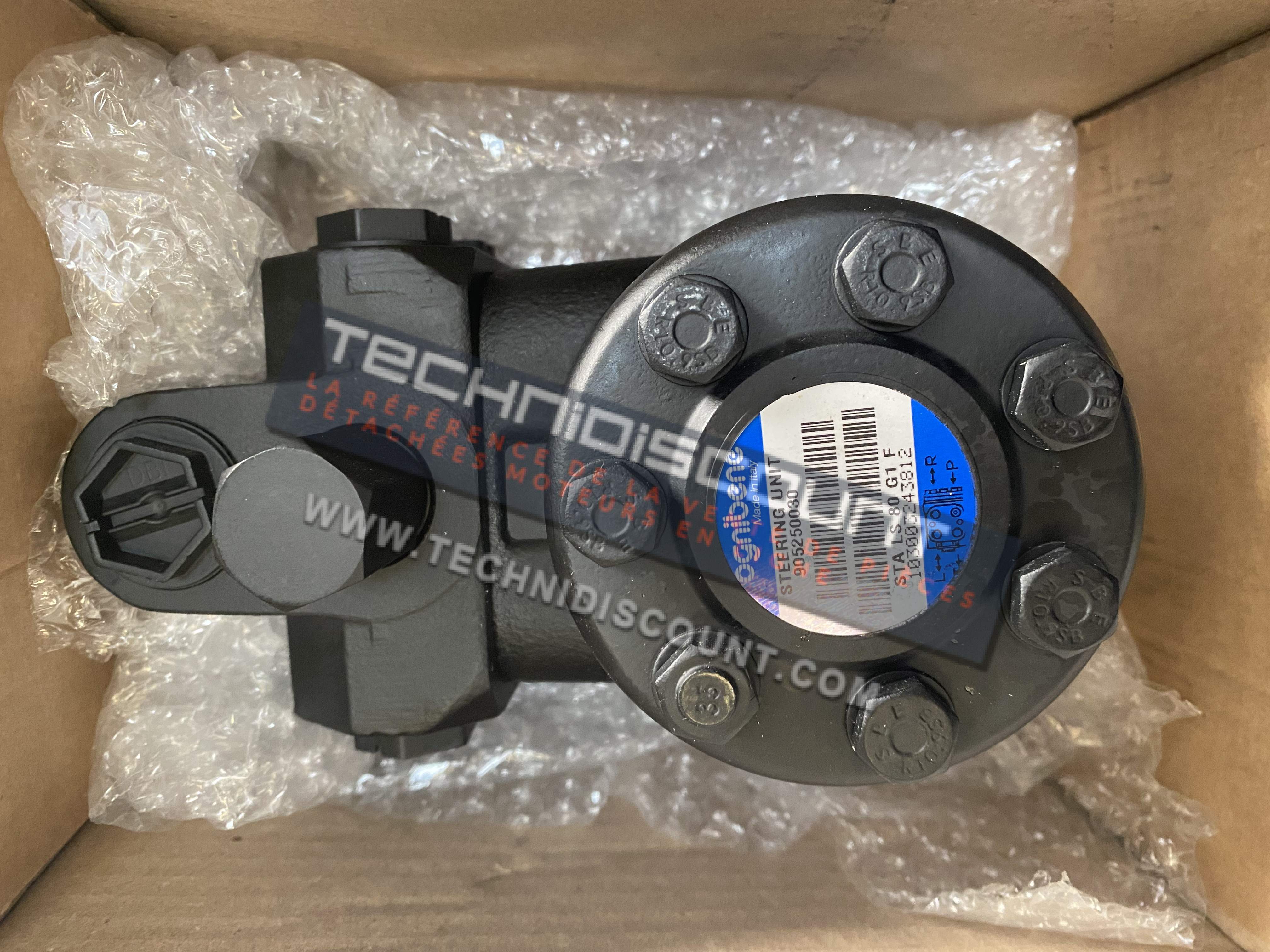 Orbitrol de direction hydraulique type LS80G1F -  83256  DANFOSS OSPC 80 LS  Cylindrée : 80cm3/tour  Ognibene Made in Italy STEERING UNIT. 905250030 / STA LS 80 G1 F Ognibene Power  VPF 7 G 40 DYN  905370030