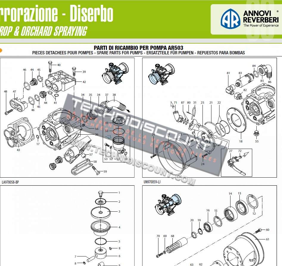 Kit soupapes et joints pour pompe AR503 ANNOVI REVERBERI - KIT 1987 Valvole - 917122 (ANNOVI REVERBERI 1409050 + 620030 + 540361)