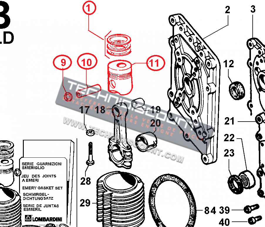 Piston complet 6LD360 LOMBARDINI 6500733 -  ED0065007330-S / FIN152PC00