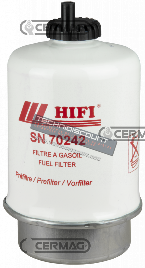 Filtre gasoil CERMAG 12977 ; HIFI SN70242 SN 70 242 ; OEM 87803445 , 0011350420 , RE529614 , 87803444 , RE529644