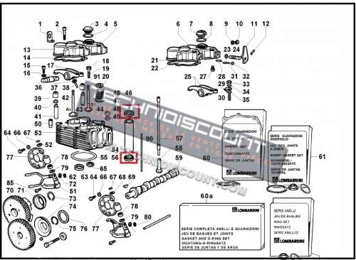 Joint tube 9LD561-2 9LD625-2 9LD626-2  10LD400-2 LOMBARDINI (Inférieur / Suppérieur) ED0047400240-S / 4740024