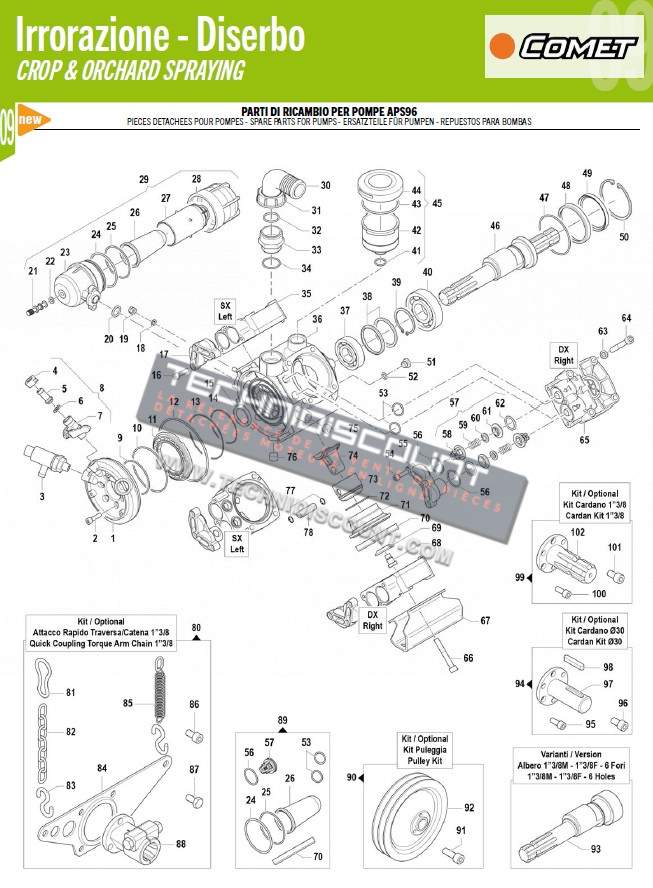 COMET 5026 0087 kit de maintenance, entretien pompe COMET APS96 / APS 96 - Ref. COMET 50260087