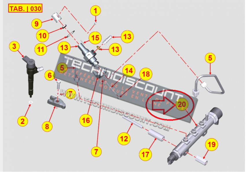 Rampe injection / Common rail 9380012 LOMBARDINI LDW442 LDW442CRS LDW492 DCI KOHLER ED0093800120-S