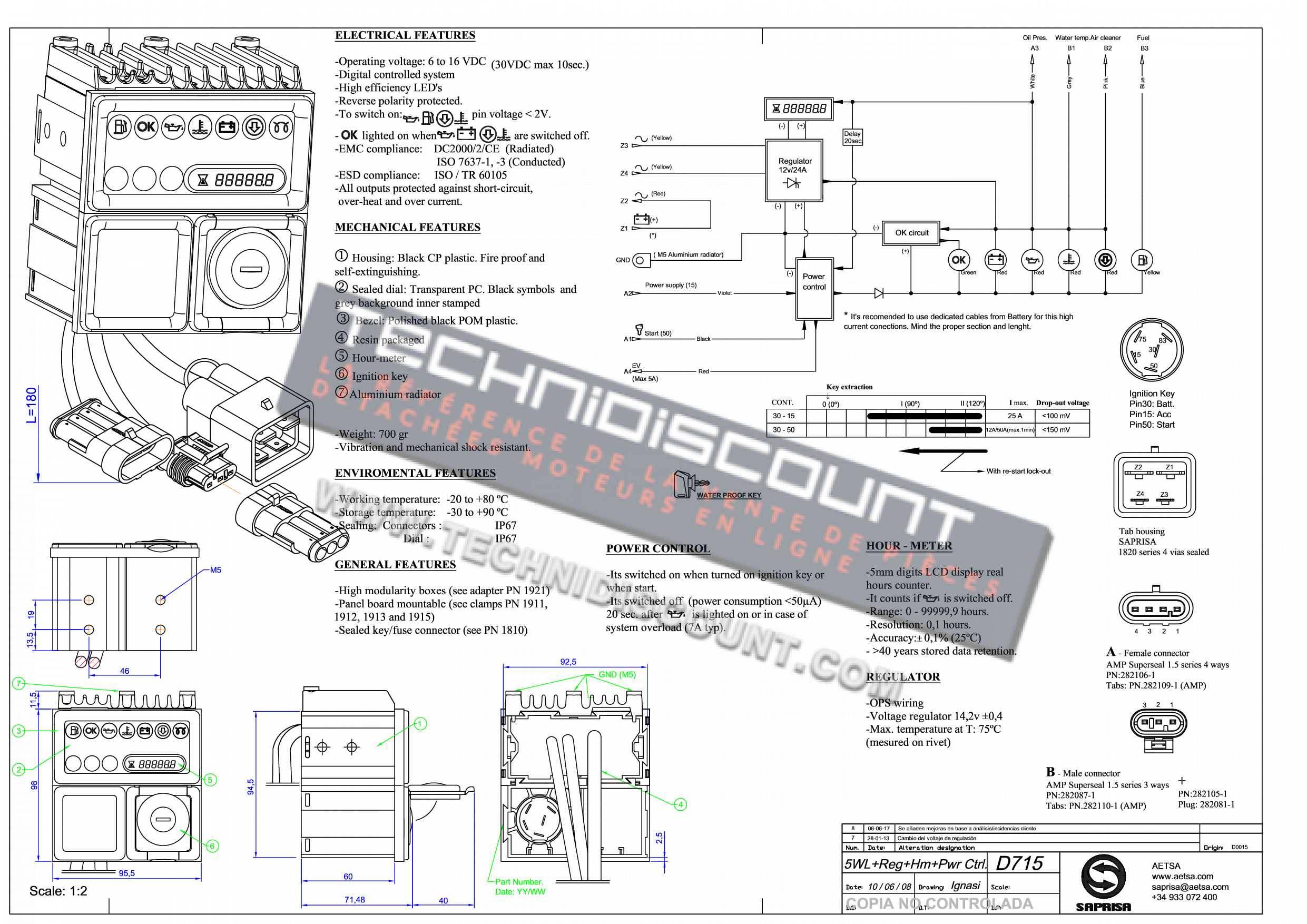 Tableau demarrage LOMBARDINI 7245492 KOHLER ED0072454920-S SAPRISA D715