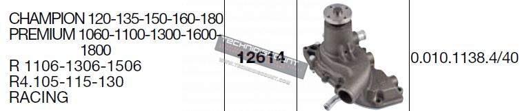 Pompe a eau pour SAME LAMBORGHINI 0.010.1138.4/40 0.010.1138.4/20 0.010.1138.4/30 0.007.0595.4/30  CERMAG 12614