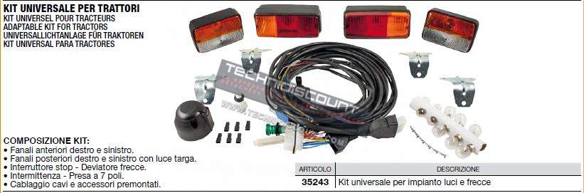 Kit universel pour tracteur phares / feux avant - arriere - CERMAG 35243