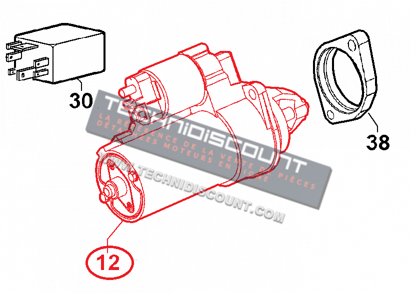 Demarreur 12V 1.7Kw LDW602 LDW702 LDW903 LDW1003 LDW1204 LDW1404 FOCS LGW627 8LD600-2 8LD665-2 S 8LD740-2 9LD561-2 9LD625-2 9LD626-2 3LDsin LOMBARDINI  5840224 - BOSCH 0001115035 - ED0058402240S