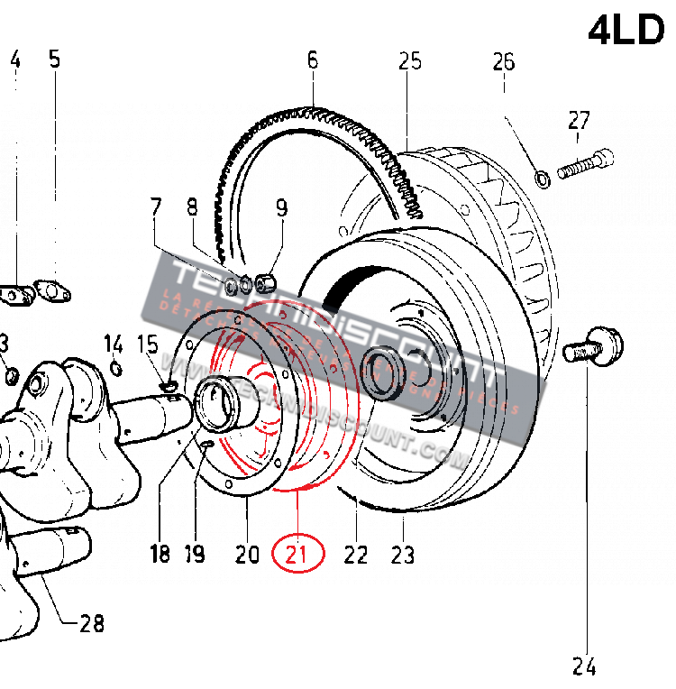 Support côté volant moteur LOMBARDINI 4LD640 (LDA96) 4LD705 (LDA100) 4LD820 (LDA820) ED0086750670-S