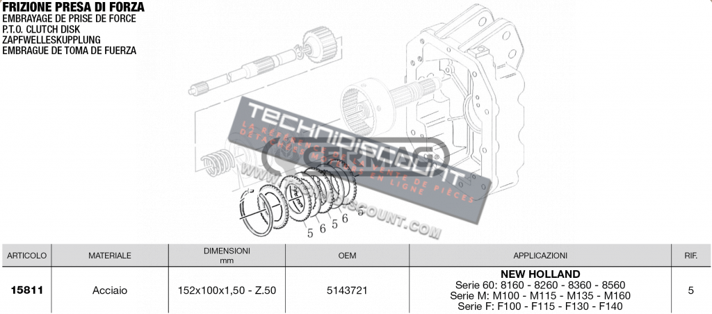 Anneau Embrayage NEW HOLLAND OEM 5143721 / 152x99x1,5 ; 50 dents