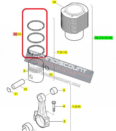 Jeu de segments Ø102 / HATZ 000001376100 Moteurs HATZ 2L40 3L40 4L40 HATZ 2M40 3M40 4M40 HATZ 2L41 3L41 4L41 HATZ 2M41 3M41 4M41 HATZ 3L43 4L43 HATZ 3M43 4M43