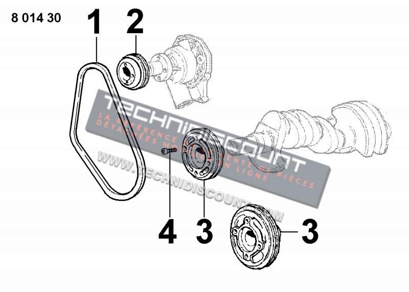 Poulie vilebrequin D148 LOMBARDINI 6975320 KOHLER ED006975320-S