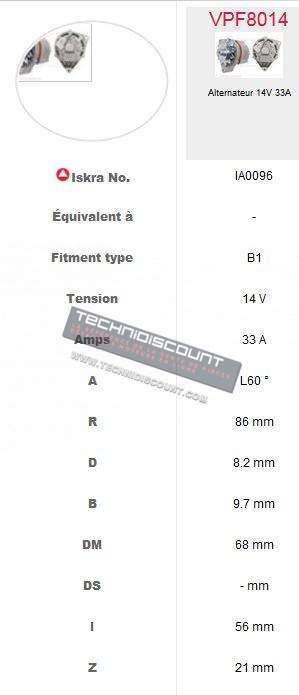 Alternateur VPF8014 - DEUTZ 01177481 01171617 - ISKRA IA0096 AAG1301 AAG1311 11.201.027 - JOHN DEERE AZ23575 - Moteur DEUTZ F2L912 F3L912 F4L912 F6L912 F6L913 BF4L913 ...