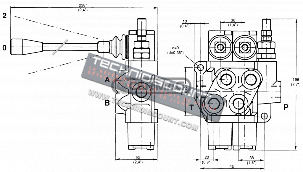 DISTRIBUTEUR MONOBLOC 1 LEVIER 3/8" TYPE MD BONDIOLI & PAVESI (CERMAG 80001)