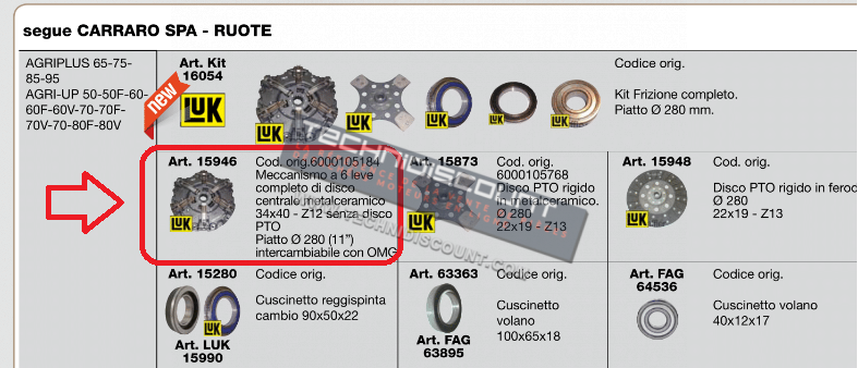 Mecanisme embrayage CARRARO SPA 6000105184 / CARRARO SPA 110 14 140 210 230 240 80 (CERMAG 15946)