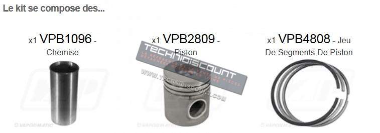 Kit cylindre + Piston PERKINS 1004.40 1004.40T 1006.60T VPB8627 = PERKINS 3135X062 + PERKINS 4181A033  + PERKINS U5LP0057