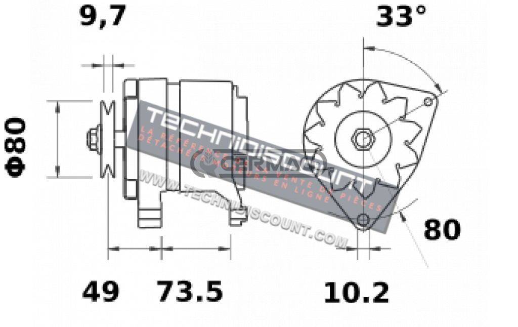 Alternateur 14V 33A OEM 82847572 4998353 51217620 9972269 10590 4224325 4257074 4275283 4474752 46231680 77145410 77250410 C000900010100 C000900010010 6005706645