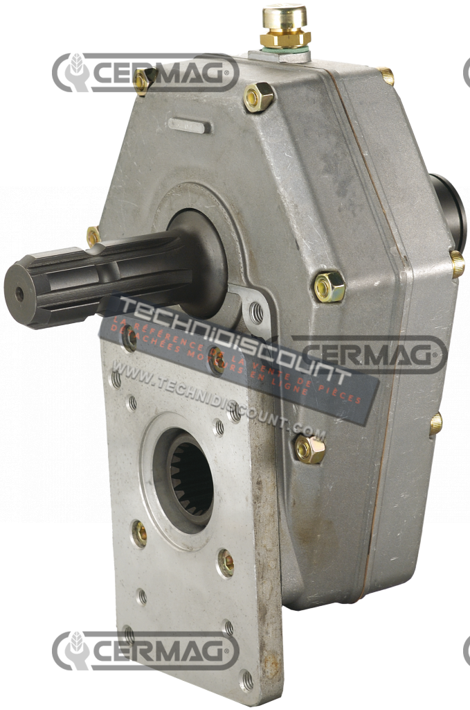 Multiplicateur pour pompes hydraulique des groupe 2 et groupe 3 avec prise de force pour transmission a cardan /  1" 3/8" femelle - male /  CERMAG 80955