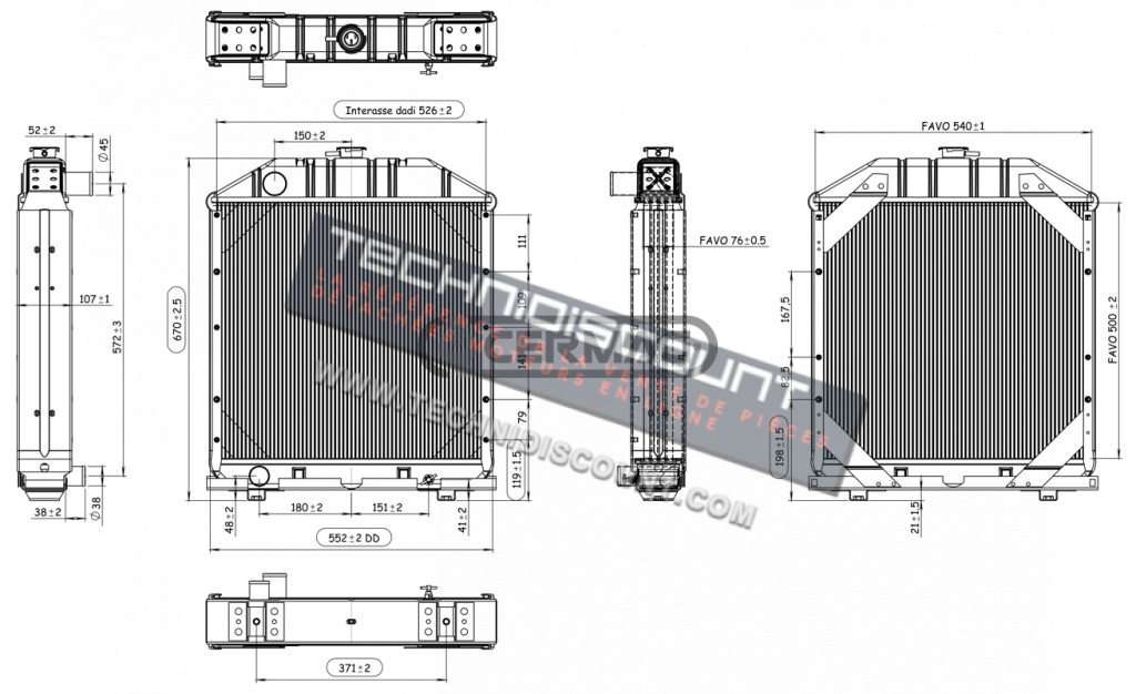 Radiateur en cuivre pour FIAT - NEW HOLLAND FIAT 80-90/90-90 5fl OEM 5156061 5156059 5143883 4997175 4997298 5104143 5143884 5143885 5156035 S5156059