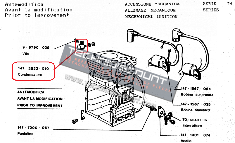 Condensateur IM250 IM300 IM350 INTERMOTOR LOMBARDINI 2522010 / ED0025220100-S