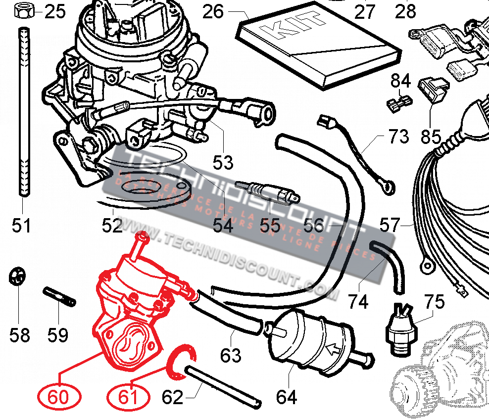 Pompe Essence LGW523 LGW523citycar P/F LGW627 LOMBARDINI 6585070 - BCD 2643/1 KOHLER ED0065850700-S