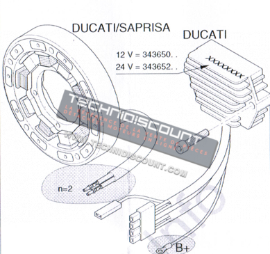 Regulateur tension 12V DUCATI HATZ 2G40 1D41 1D50 1D81 1D90 1B20 1B27 1B30 HATZ 01983800 / DUCATI 34365004 HATZ 000001983800