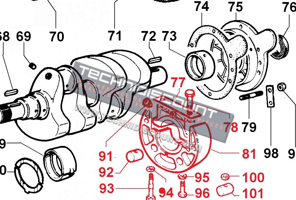 Support central 5LD825-2 5LD825-3 5LD825-4 5LD930-3 5LD930-4 LOMBARDINI coté distribution Ø176mm - LOMBARDINI 8660.039 / ED0086600390-S