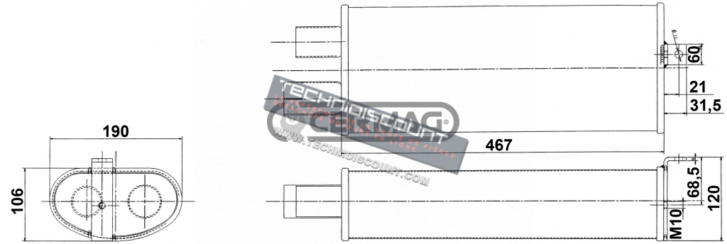 Pot Echappement CERMAG 13346 GOLDONI OEM 00037766 / GOLDONI 3000 star - 3000 Star V - 3080 - Energy - Quasar - Star 100 - Star 50/70 - Star 90 - Star quadrifoglio