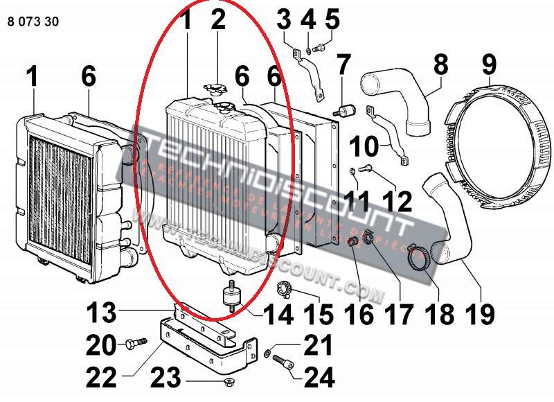 Radiateur triple circuits LDW1603 LDW2204 KDI1903M KDI2504M KOHLER LOMBARDINI 7350291 Ex. 7350314