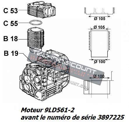 Cylindre 9LD561-2 Ø90 LOMBARDINI (ancien modèle) 2380542 ED0023805420-S - FIN168SL00 - DD1052704020