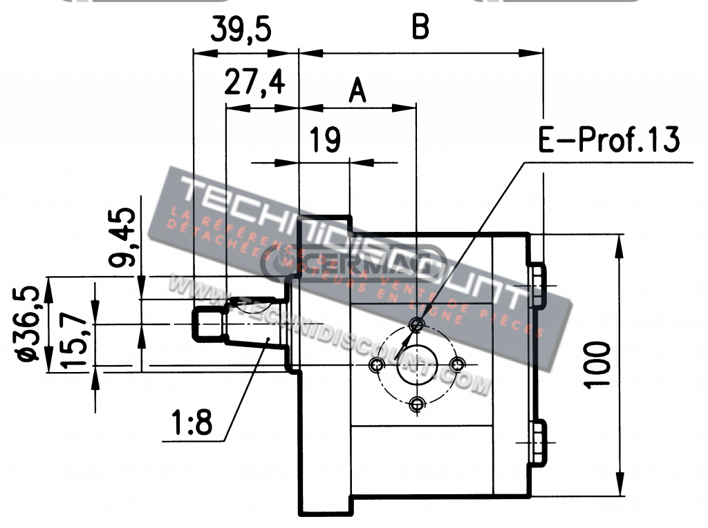 Pompe hydraulique GROUPE 2 OEM 8280040 5129478 5179730 5179729 - Ref. PLESSEY A22X - A25X -   Conicité 1:8 Cylindrée 11.4 cc Rotation Gauche