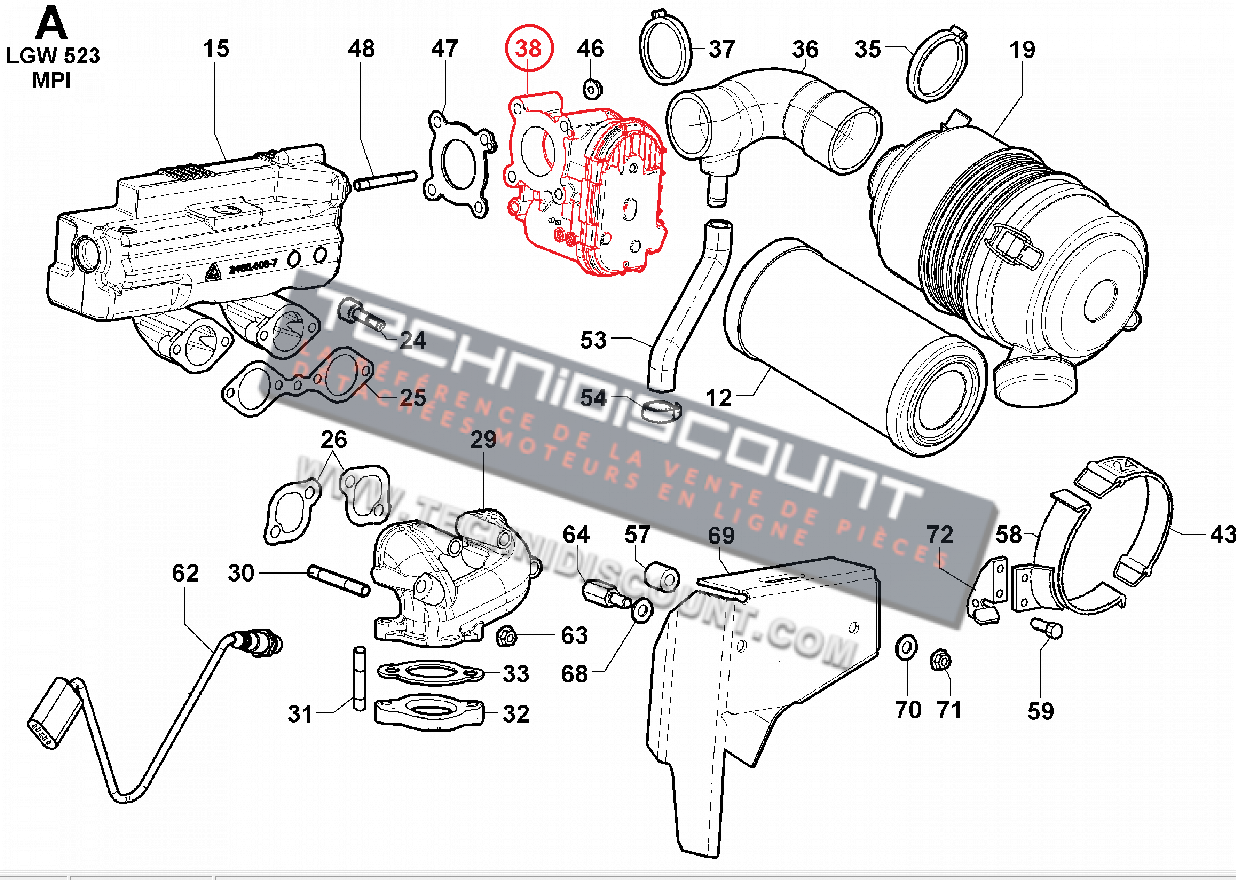 LOMBARDINI 2871252 KOHLER ED0028712520-S BOSCH 0280750124 / Corps de carburateur LOMBARDINI LGW523 MPI