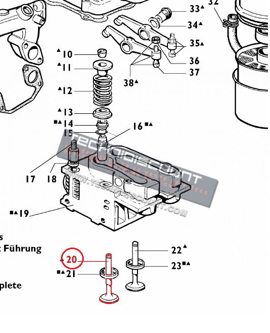 Soupape echappement RUGGERINI MD350 MD351 MD358 / RY100 RY101 RY120 RY121 / MD170 MD170 - 960R059 / 9685173