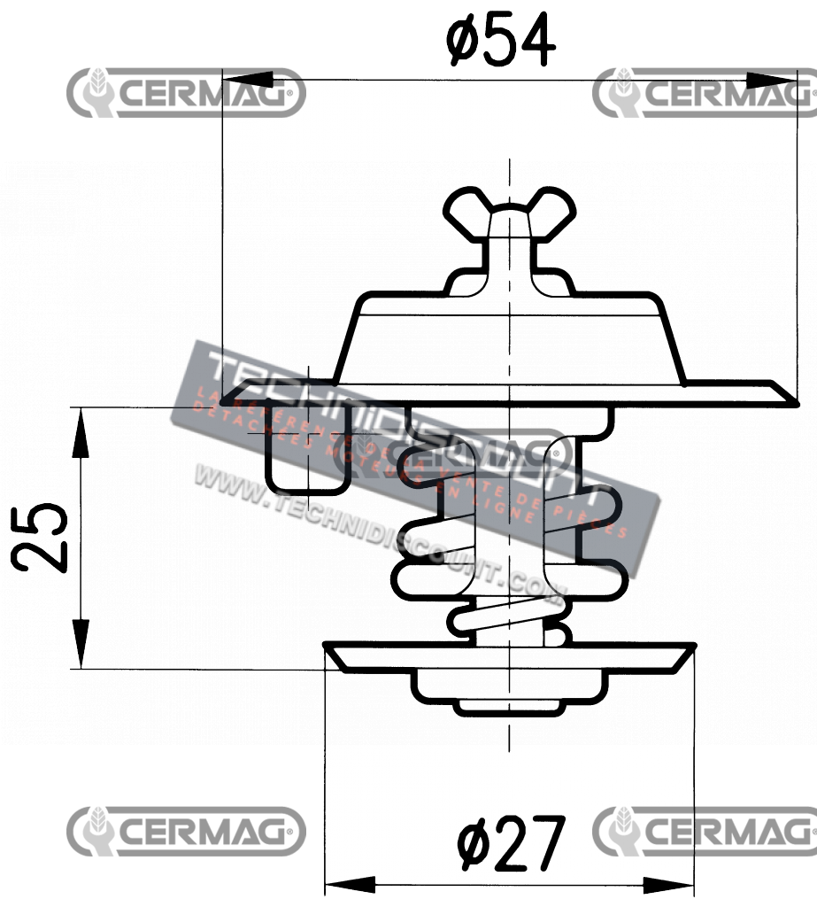 Thermostat CERMAG 12170 - FIAT 4703625 4823211 4823226 98463637 4655782 4674169