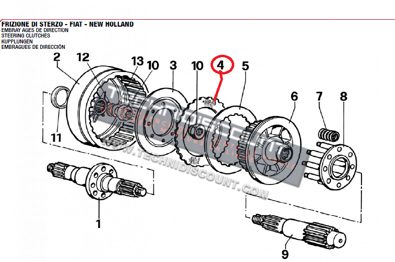 Anneau embrayage de direction 15606 MASSEY FERGUSON 973372M1 FIAT NEW HOLLAND 544583 LAMBORGHINI 400.0515.4 LANDINI 973372M1 / Ø219x152x6 71 dents